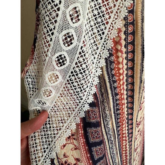 Altard' State Boho Stripe Halter Dress Lace Detail Sleeveless Y2K Hippie Peasent - Picture 7 of 12